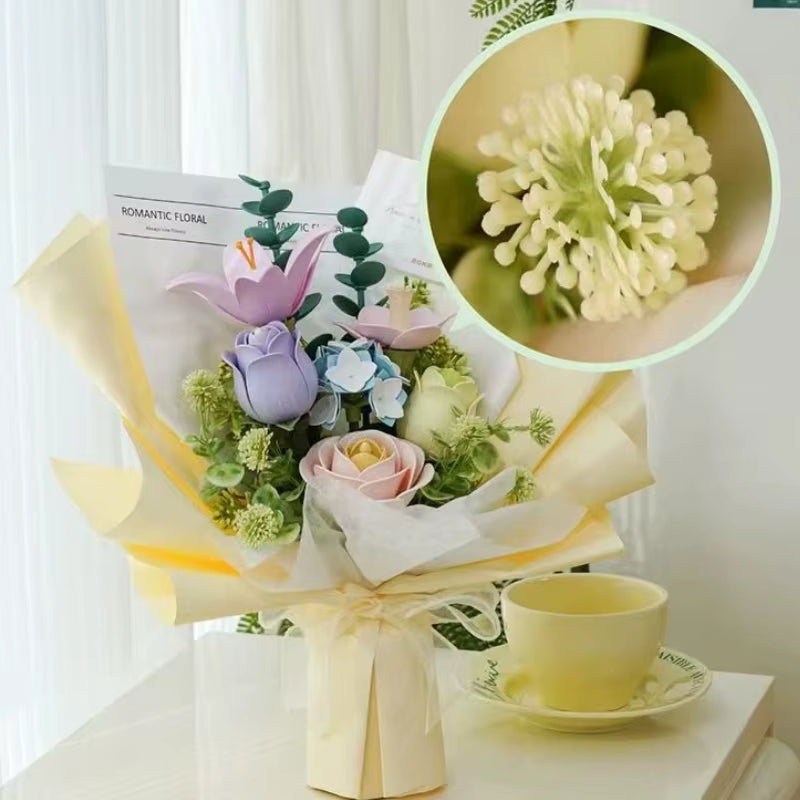 Robotime Rokr Flower Building Blocks Craft Set 3D Puzzle Bouquet Set Everflower Mother'S Day Birthday Romantic Gift Assembly
