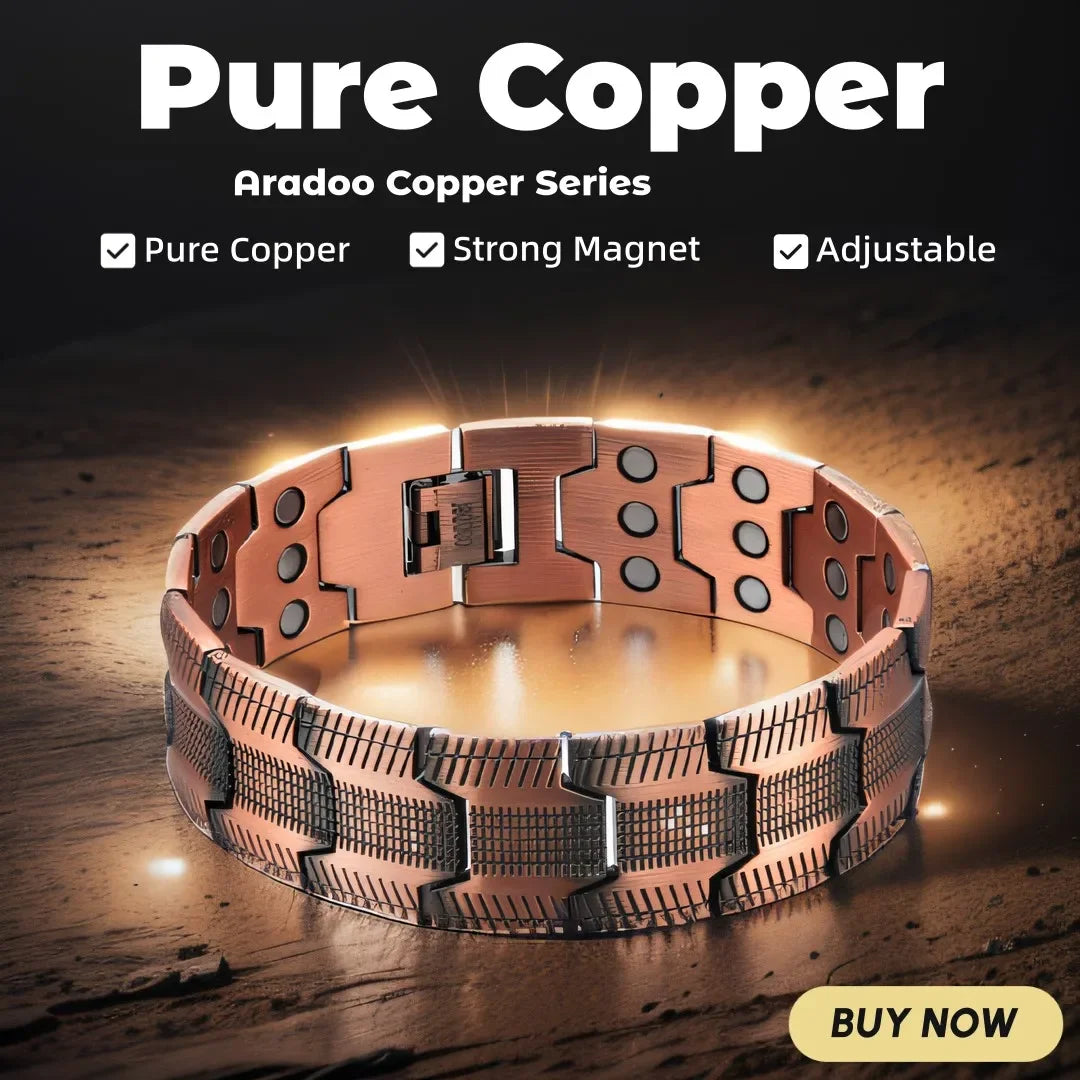 Pure Copper Bracelet Retro Style 3500 Gauss Magnetic Men'S Bracelets