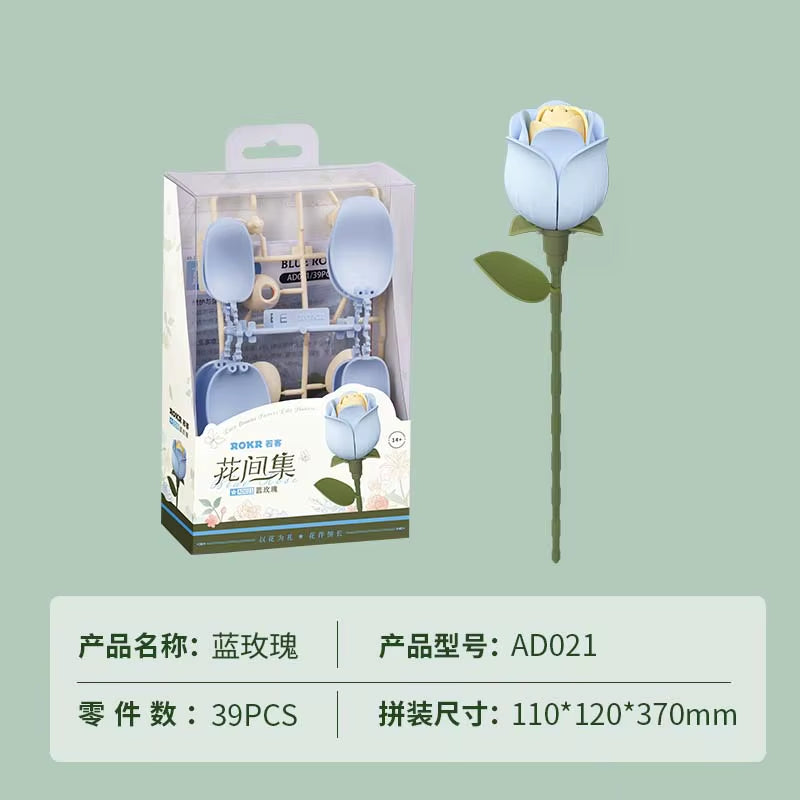 Robotime Rokr Flower Building Blocks Craft Set 3D Puzzle Bouquet Set Everflower Mother'S Day Birthday Romantic Gift Assembly